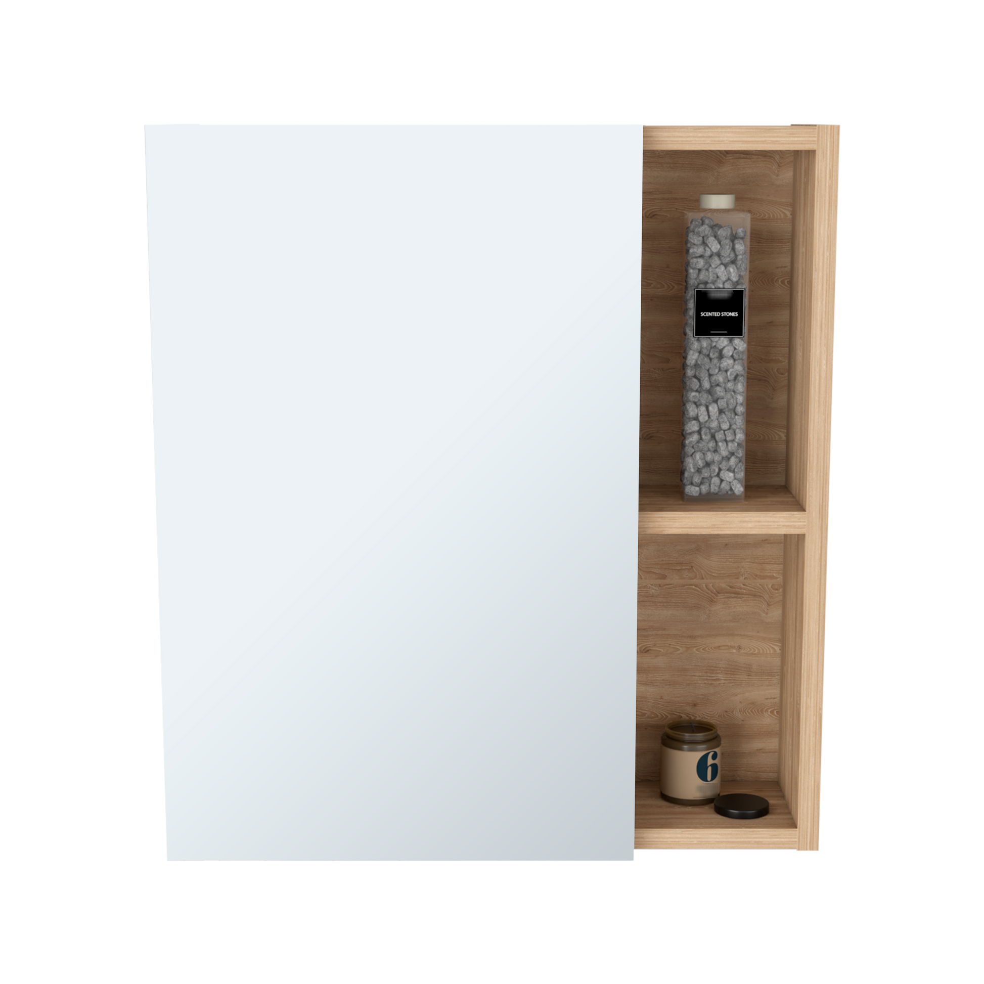 Labelle Medicine Cabinet With Mirror, Five Internal Shelves, Single Door Pine Beige 1 5 Bathroom Wall Mounted Modern Particle Board Particle Board