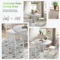 Rustic 5 Piece Extendable Dining Table Set Round Trestle Table And 4 Cross Back Dining Chairs For Kitchen, Dining Room, Gray Gray Wood Dining Room Solid Wood Rubberwood Round Dining Table With Chair Wood Wood Gray Solid Back Seats 4 Removable Leaf