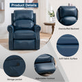 Lift Recliner Chair, Electric Power Lift Recliner Chair For Elderly With Eight Points Massage And Heating, Navy Blue Navy Blue Faux Leather Power Remote Wood Primary Living Space Soft American Traditional Metal & Wood