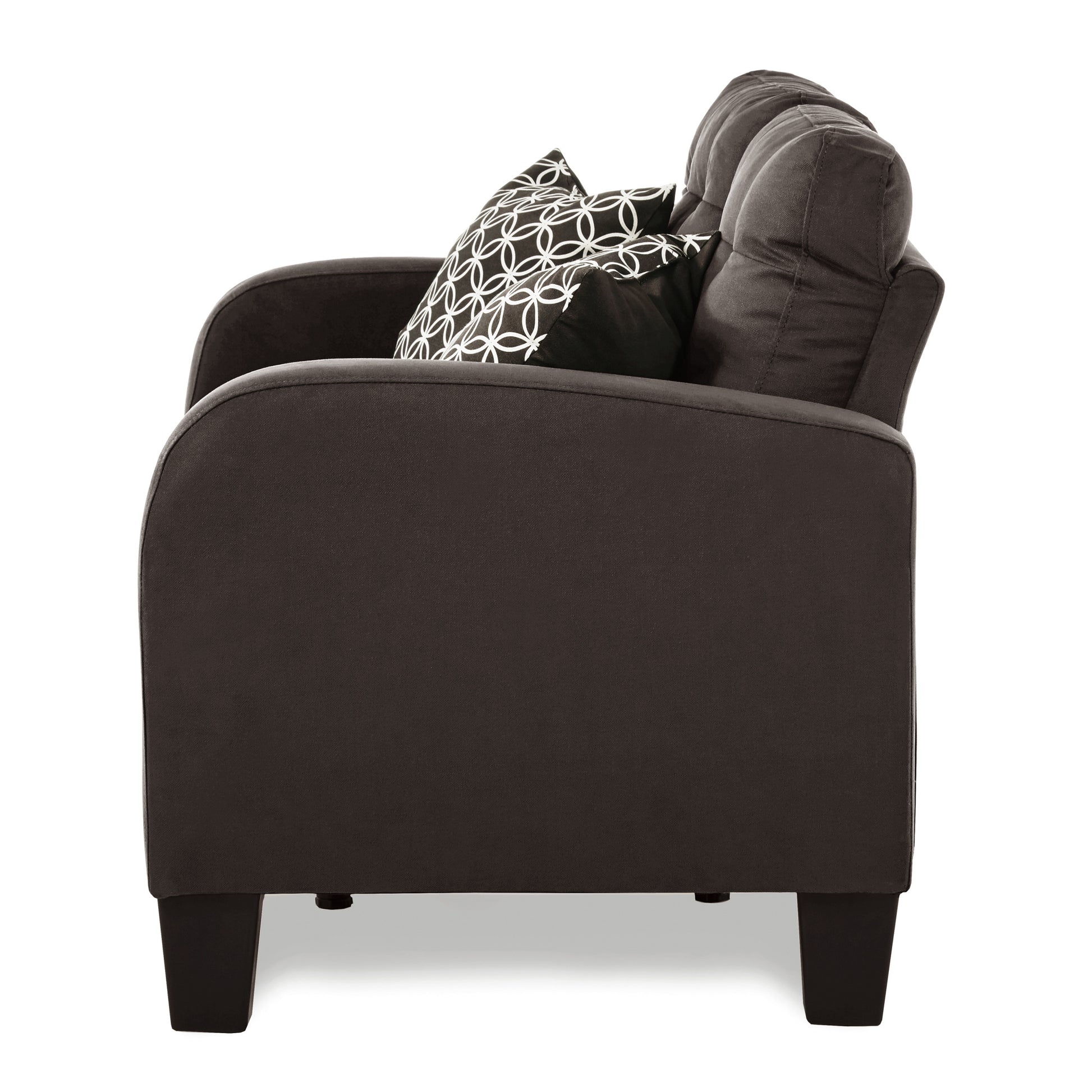 Chocolate Brown Contemporary Sofa 1Pc Tufted Detail Textured Fabric Upholstered 2 Pillows Solid Wood Living Room Furniture Chocolate Wood Primary Living Space Contemporary Solid Wood