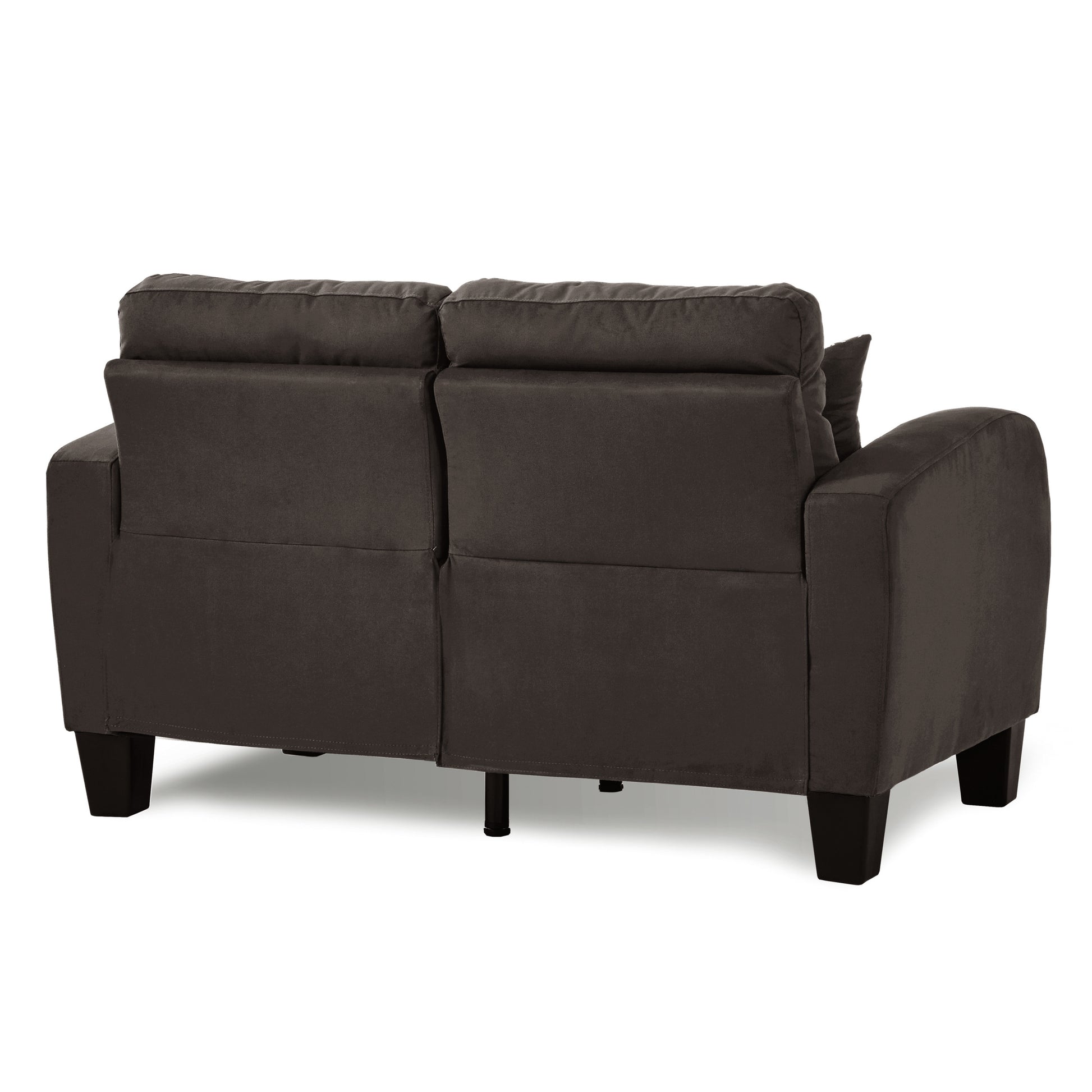 Chocolate Brown Contemporary Loveseat 1Pc Tufted Detail Textured Fabric Upholstered 2 Pillows Solid Wood Living Room Furniture Chocolate Wood Primary Living Space Contemporary Solid Wood