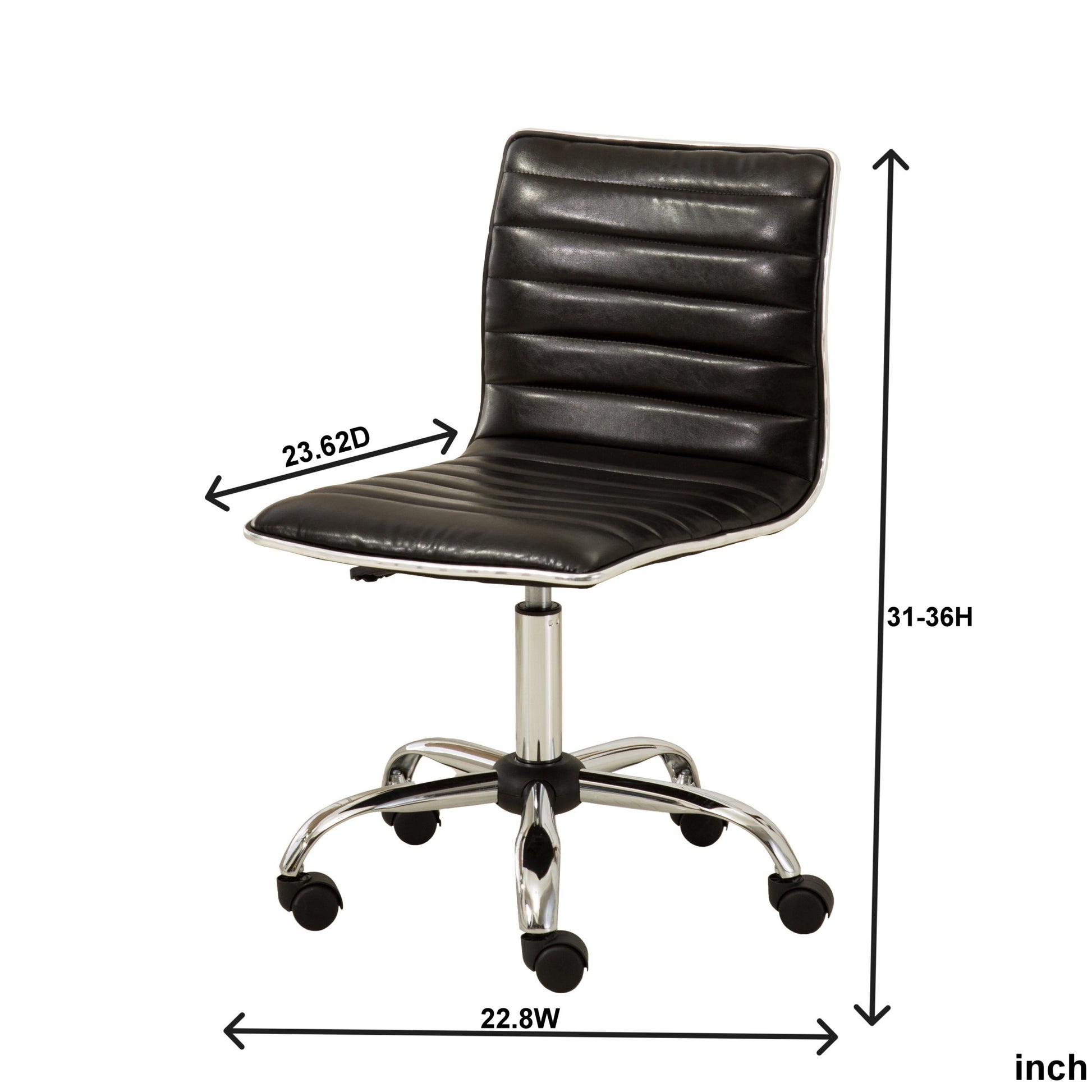 Fremo Chromel Adjustable Air Lift Office Chair, Black Black Faux Leather