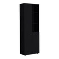 Konik 67 Inch High Storage Cabinet Kitchen Pantry With Three Doors And Three Exterior Shelves Black Kitchen Modern Mdf Shelves Included Engineered Wood