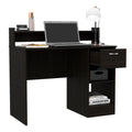 Charlotte Computer Desk With 2 Storage Shelves And Drawer Black Lockable Drawer Or Cabinet Computer Desk Office American Design,Industrial,Modern Freestanding Pine Drawers Desk Rectangular Pine Engineered Wood