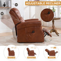 Lift Recliner Chair, Electric Power Lift Recliner Chair For Elderly With Eight Points Massage And Heating Caramel Caramel Faux Leather Power Remote Wood Primary Living Space Soft American Traditional Metal & Wood