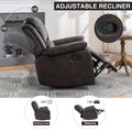 Swivel And Glider Recliner Chair, Brown Brown Faux Leather Manual Push Button Wood Primary Living Space Soft American Traditional Push Button Metal & Wood