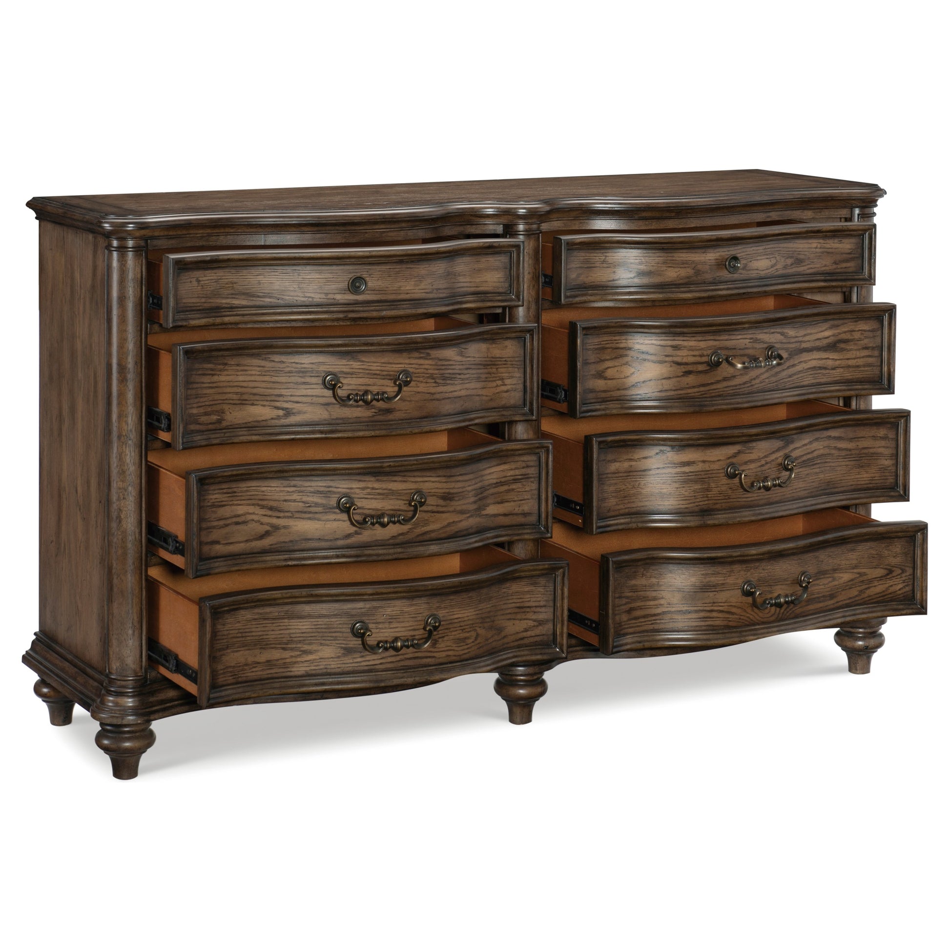 Traditional Dresser Of 8 Drawers Classic Brown Oak Finish 1Pc Wooden Formal Bedroom Furniture Decorative Drawer Pulls Brown Oak Bedroom American Traditional,Traditional Wood