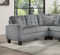 Gray Reversible 4 Piece Sectional Sofa Tufted Detail Textured Fabric Upholstered Solid Wood Contemporary Living Room Furniture L Shape Sofa Couch Gray Polyester Wood Primary Living Space Pillow Back Contemporary L Shaped Solid Wood