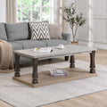 Rectangle Mid Century Coffee Table For Living Room, Wood Coffee Table With 2 Tier Storage Shelf, Square Center Table Wooden Accent Cocktail End Table For Home, Grey Tabletop Light Grey Natural Primary Living Space American Traditional,Antique Rectangular