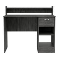 Charlotte Computer Desk With 2 Storage Shelves And Drawer Smoke Office Desk Pine Engineered Wood