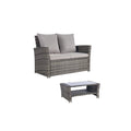 4 Pieces Outdoor Patio Furniture Sets Garden Rattan Chair Wicker Set, Poolside Lawn Chairs With Tempered Glass Coffee Table Porch Furniture Yes Complete Patio Set Dark Gray Seats 4 Water Resistant Frame Water Resistant Cushion Garden & Outdoor American