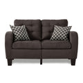 Chocolate Brown Contemporary Loveseat 1Pc Tufted Detail Textured Fabric Upholstered 2 Pillows Solid Wood Living Room Furniture Chocolate Wood Primary Living Space Contemporary Solid Wood