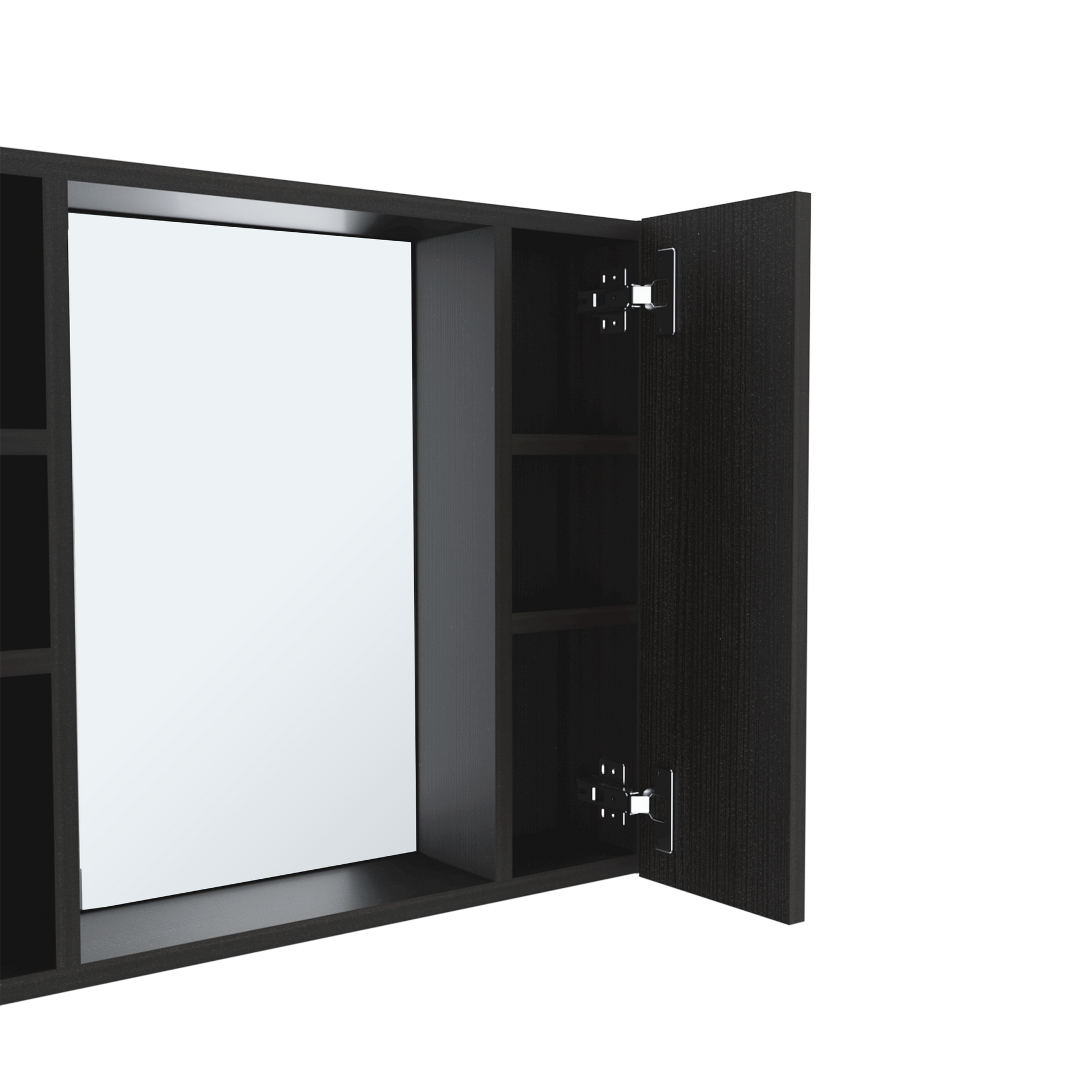 Medicine 19H" Double Door Cabinet, One External Shelf, Black Black Particle Board Particle Board