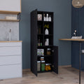 Konik 67 Inch High Storage Cabinet Kitchen Pantry With Three Doors And Three Exterior Shelves Black Kitchen Modern Mdf Shelves Included Engineered Wood