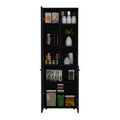 Konik 67 Inch High Storage Cabinet Kitchen Pantry With Three Doors And Three Exterior Shelves Black Kitchen Modern Mdf Shelves Included Engineered Wood