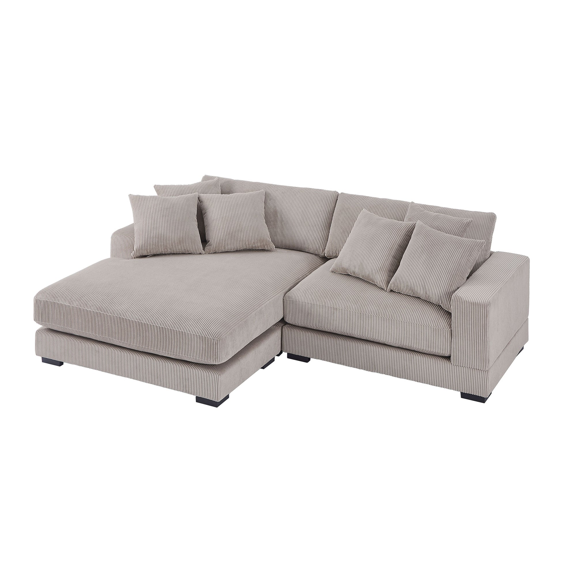 106.28Inch Sectional Couch Covers L Shaped Sofa Covers Chaise Lounge Cover 2 Pieces Sofa Cover Soft With 6Pcs Pillows For Living Room,Office. Light Brown Corduroy 4 Seat