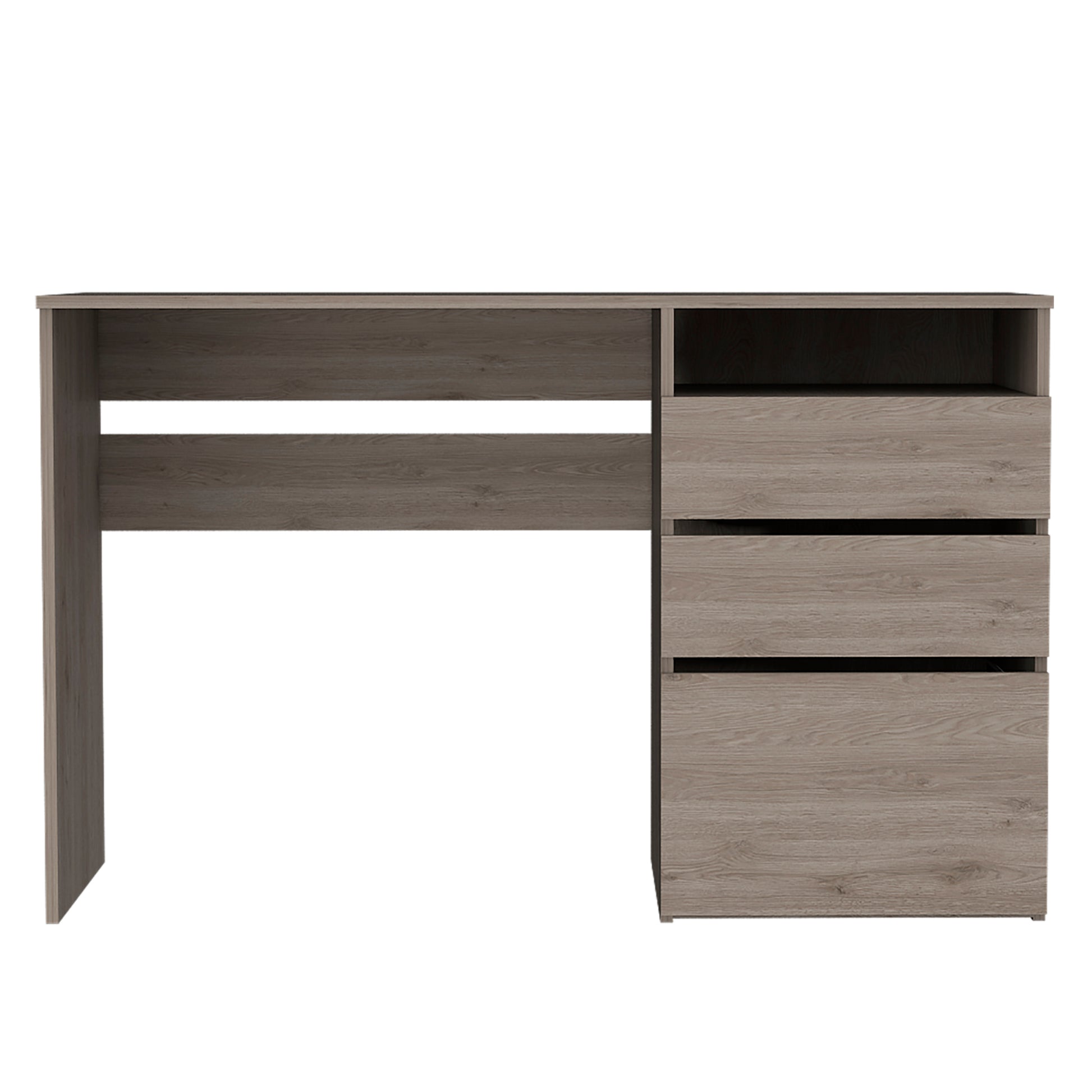 Louisiana Writing Computer Desk, Three Drawers Light Gray Computer Desk Office American Design Freestanding Drawers Computer Tables Rectangular Pine Engineered Wood