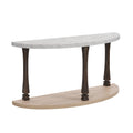 60 Inch Long Semi Circle Demilune Sofa Table For Small Hallway Entryway Space, Wooden Half Moon Sturdy Console Tables, Grey&Natural Colour Light Grey Natural Primary Living Space Antique,Mid Century Modern,Modern Semicircular Console Tables Solid Wood