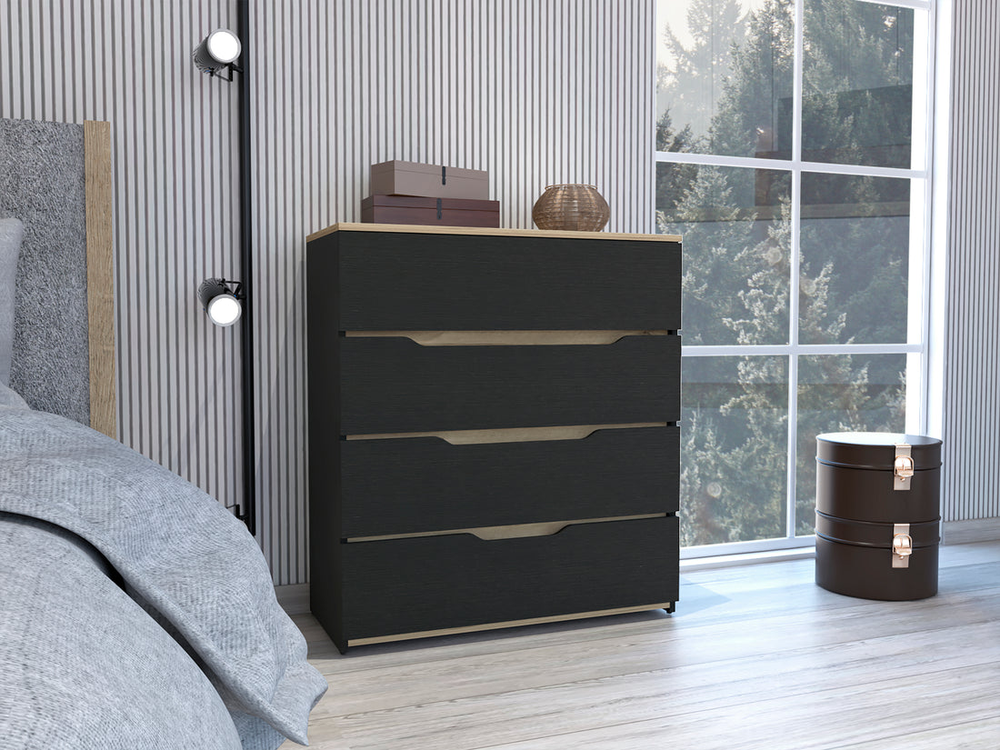 California Drawer Dresser, Four Spacious Drawers, Superior Top Multicolor Bedroom Pine Engineered Wood