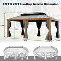 12X20Ft Galvanized Steel Gazebos With Netting & Curtains Black Brown Grey Rectangular Garden & Outdoor Uv Resistant Gazebos Anchored Aluminium Alloy