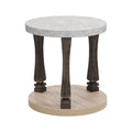 Mid Century 2 Tier Round Side Table& Nightstand With Storage Shelf, Antique Grey Light Grey Natural Primary Living Space American Traditional Freestanding Round Coffee & End Tables Round Solid Wood Mdf