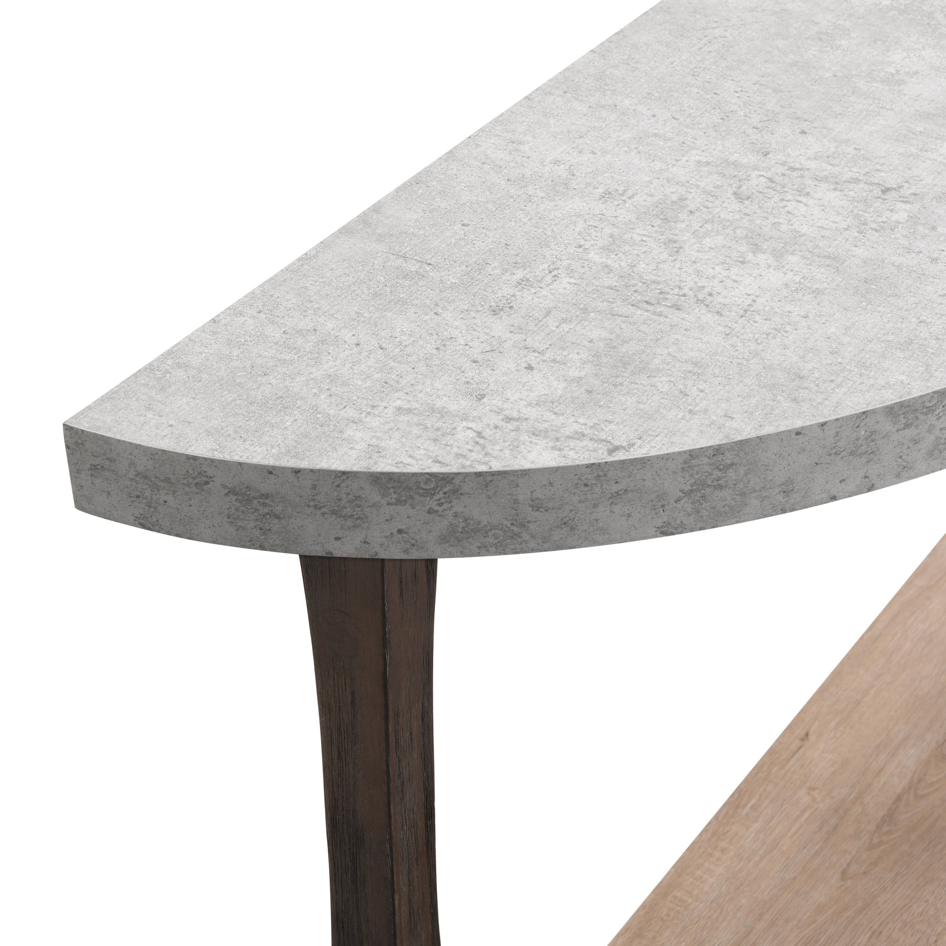 60 Inch Long Semi Circle Demilune Sofa Table For Small Hallway Entryway Space, Wooden Half Moon Sturdy Console Tables, Grey&Natural Colour Light Grey Natural Primary Living Space Antique,Mid Century Modern,Modern Semicircular Console Tables Solid Wood