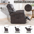 Lift Recliner Chair, Electric Power Lift Recliner Chair For Elderly With Eight Points Massage And Heating Brown Brown Faux Leather Power Remote Wood Primary Living Space Soft American Traditional Metal & Wood