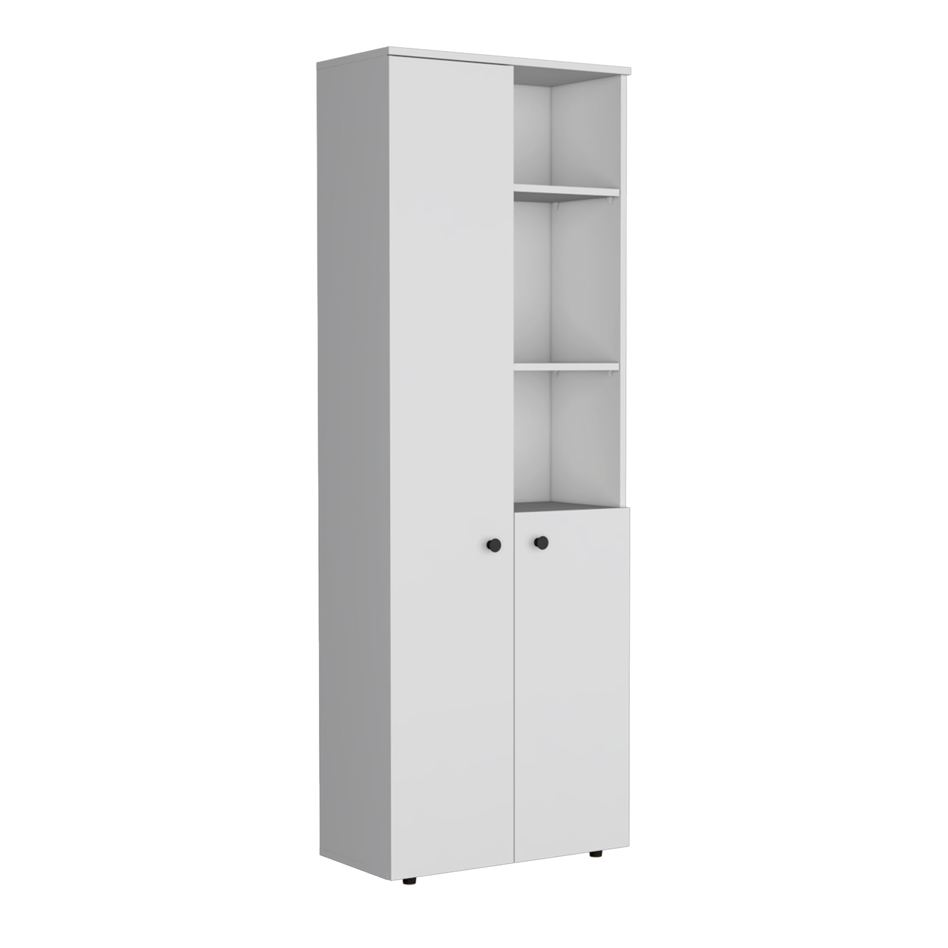 Konik 67 Inch High Storage Cabinet Kitchen Pantry With Three Doors And Three Exterior Shelves White Kitchen Modern Mdf Shelves Included Engineered Wood