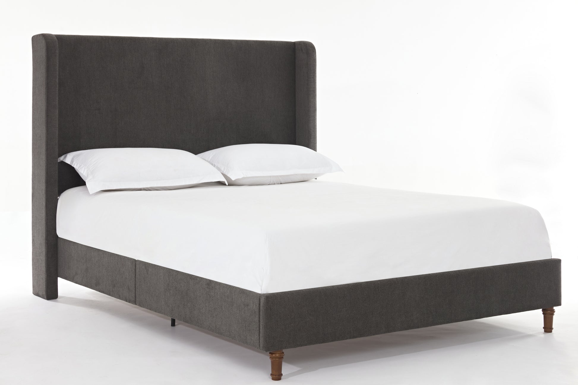 Harper Tall Headboard Upholstered Bed 54" High Headboard Elegant Simplicity No Box Spring Needed Easy Assembly Queen Dark Gray Velvet Box Spring Not Required Queen Dark Gray Metal Brown Bedroom Contemporary Oak Bed Frame Foam Velvet Fabric Metal