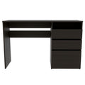 Louisiana Writing Computer Desk, Three Drawers Black Office Drawers Pine Engineered Wood