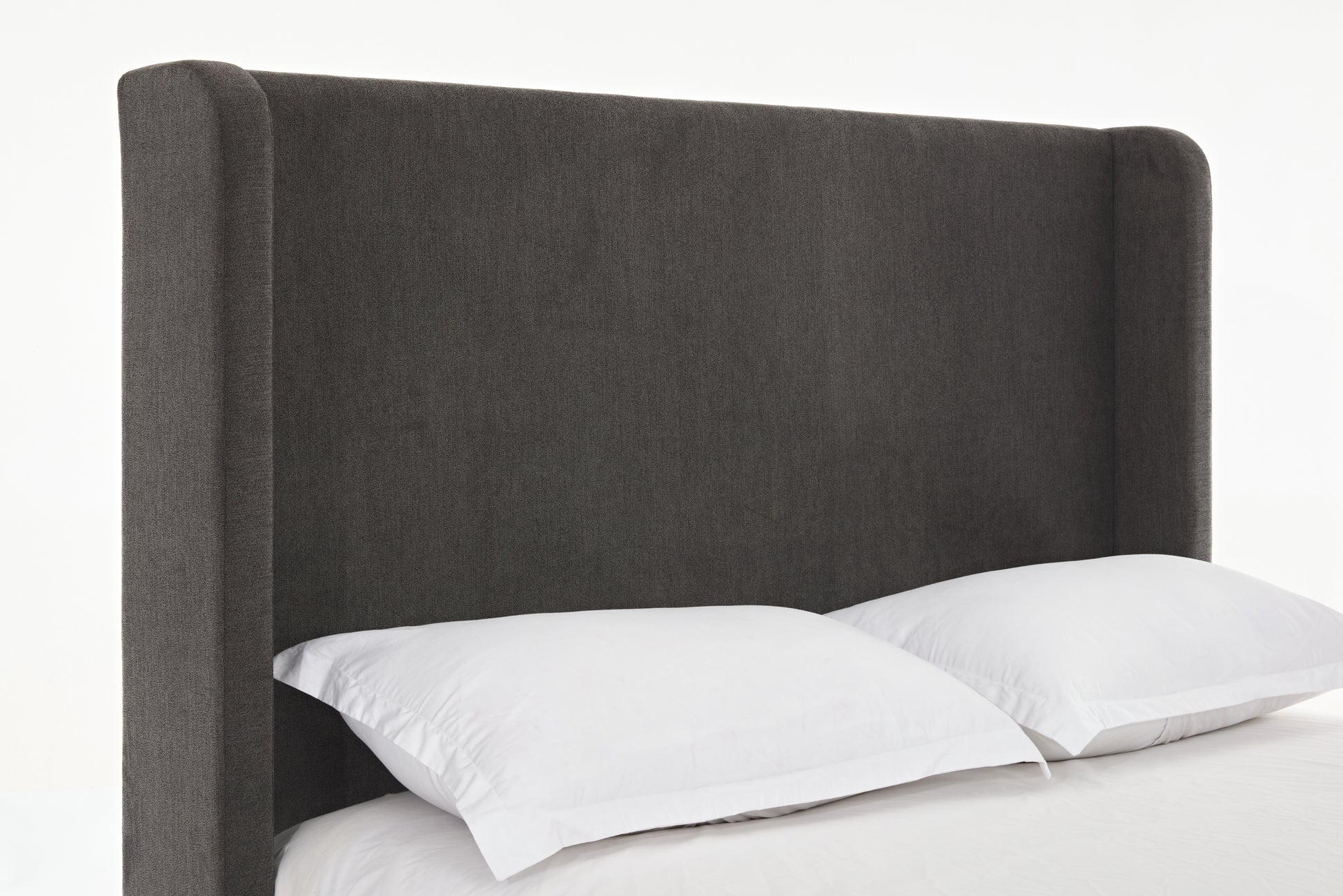 Harper Tall Headboard Upholstered Bed 54" High Headboard Elegant Simplicity No Box Spring Needed Easy Assembly Queen Dark Gray Velvet Box Spring Not Required Queen Dark Gray Metal Brown Bedroom Contemporary Oak Bed Frame Foam Velvet Fabric Metal