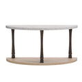 60 Inch Long Semi Circle Demilune Sofa Table For Small Hallway Entryway Space, Wooden Half Moon Sturdy Console Tables, Grey&Natural Colour Light Grey Natural Primary Living Space Antique,Mid Century Modern,Modern Semicircular Console Tables Solid Wood