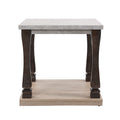 Mid Century Rectangle End Table For Living Room, Wood Side Table With 2 Tier Storage Shelf For Living Room, Grey Tabletop Light Grey Natural Primary Living Space American Traditional,Antique Coffee & End Tables Rectangular Solid Wood Mdf