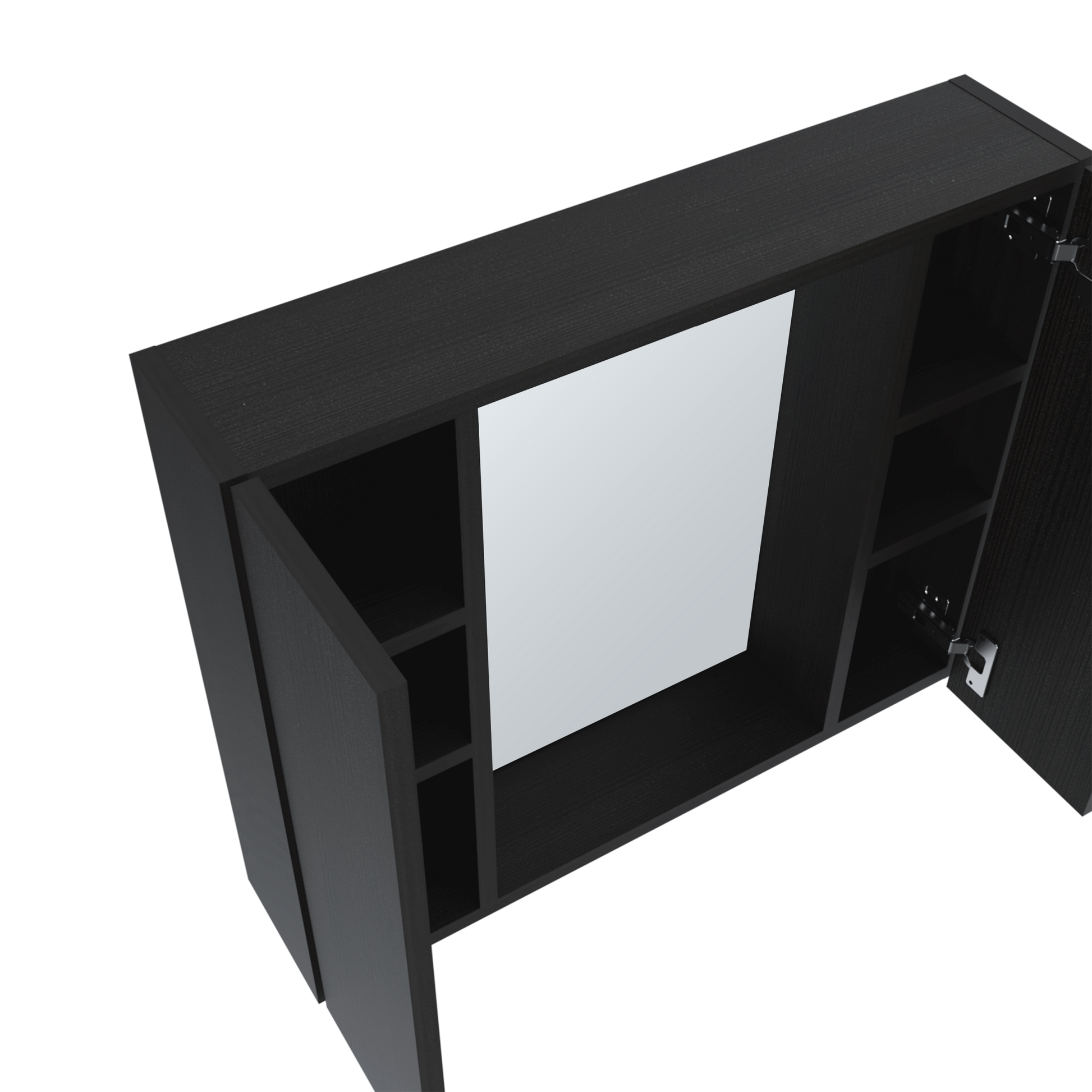 Medicine 19H" Double Door Cabinet, One External Shelf, Black Black Particle Board Particle Board