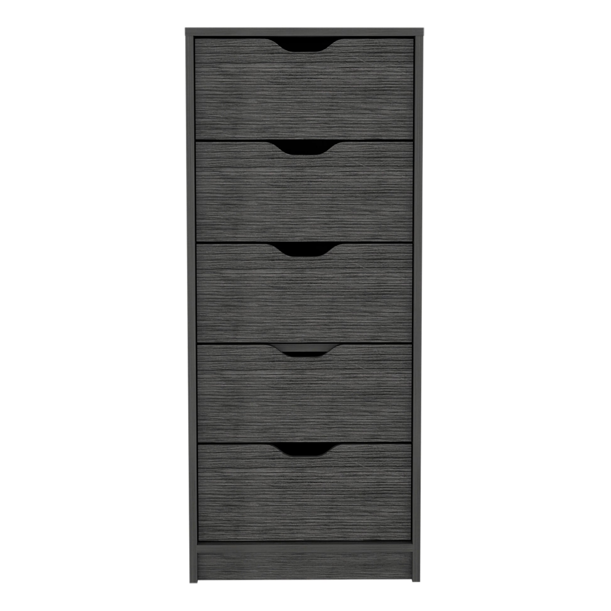 Basilea 5 Drawers Tall Dresser, Pull Out System Brown Bedroom Modern Mdf Engineered Wood