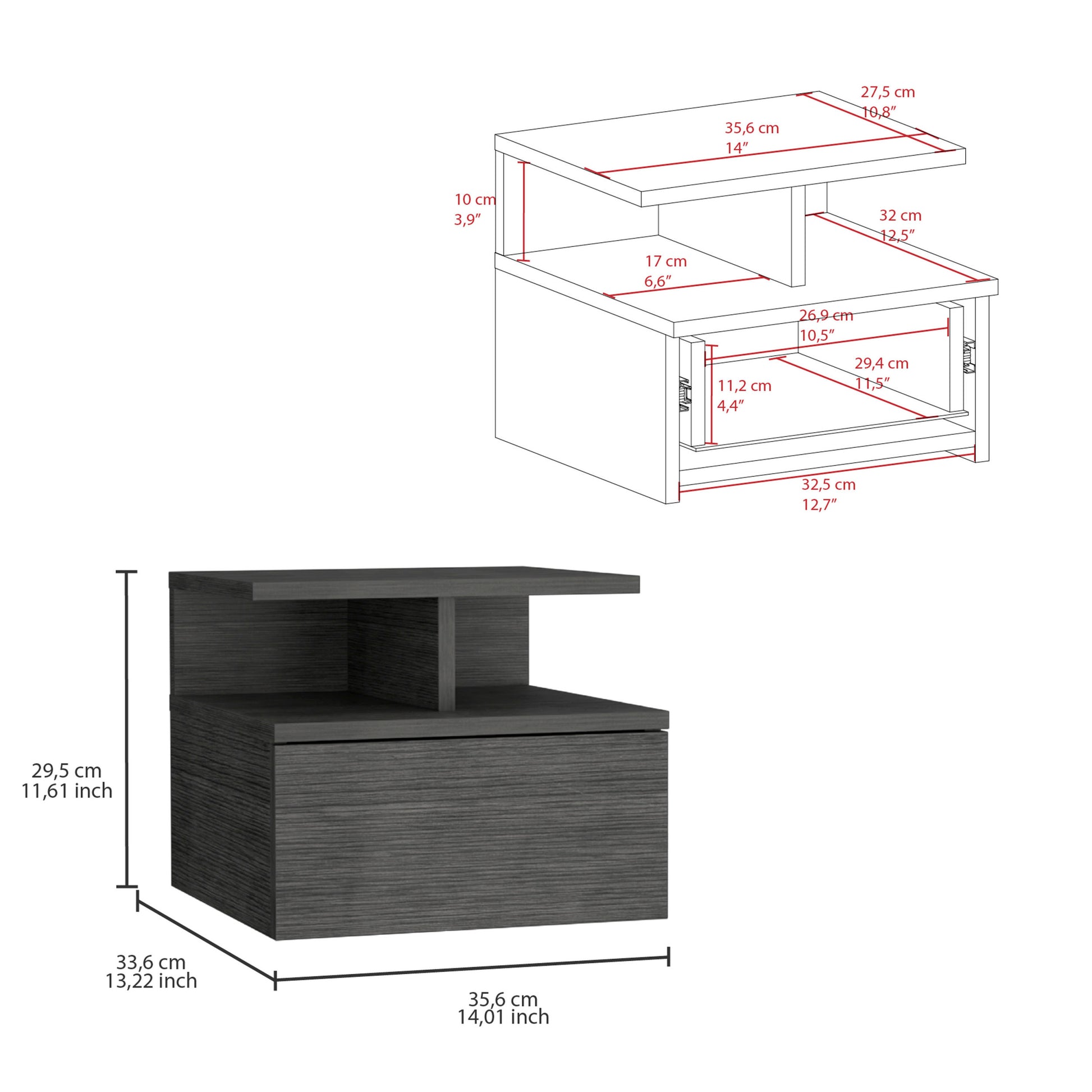 Adele Floating Nightstand With Drawer And Open Storage Shelves Brown 1 Drawer Bedroom Floating Modern Drawers Mdf Engineered Wood