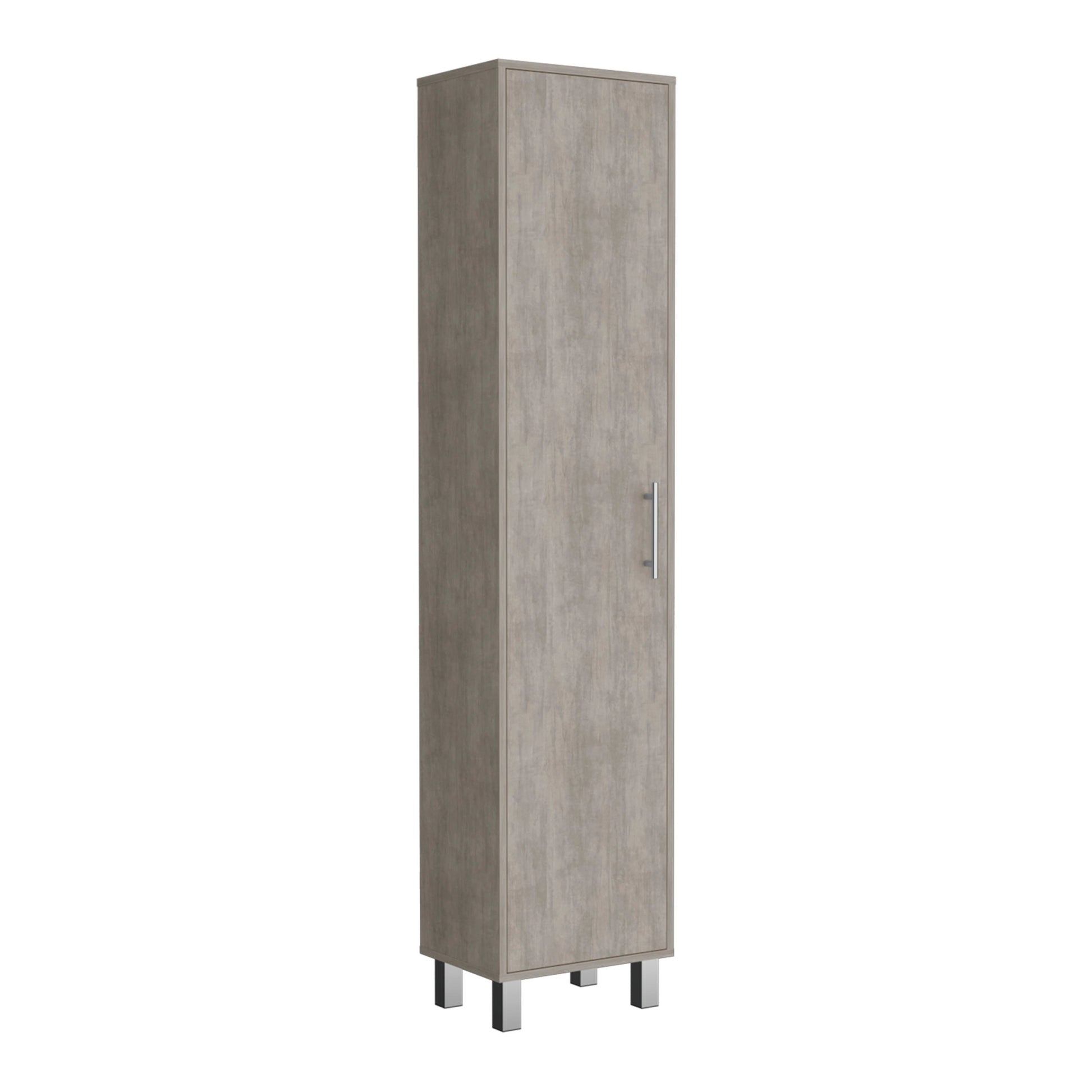 Laska Storage Cabinet, Broom Hangers, 1 Door Freestanding Natural Grey Primary Living Space Modern Mdf Engineered Wood