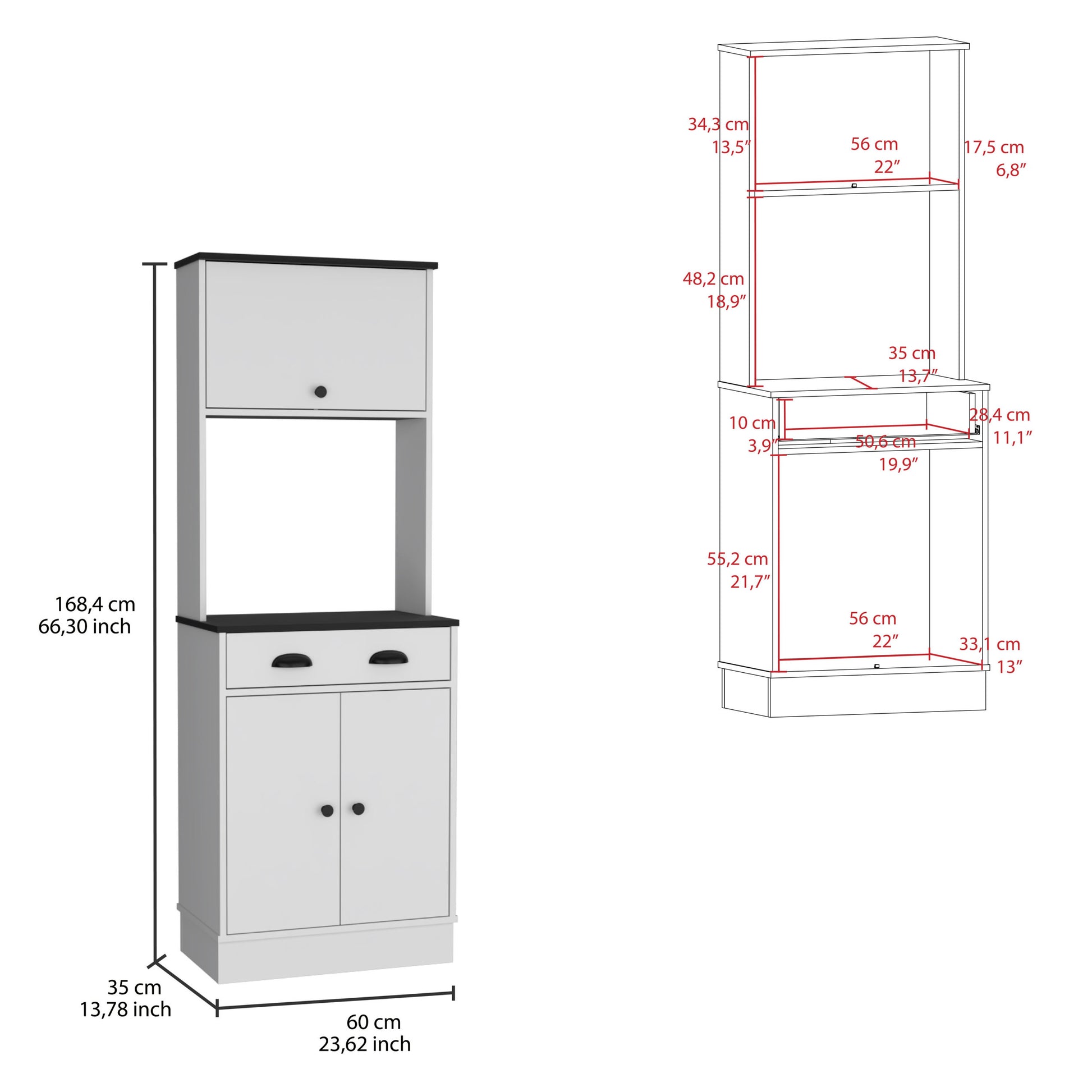 Tampa Kitchen Pantry With Drawer And 2 Cabinets Multicolor Kitchen Modern Mdf Shelves Included Engineered Wood