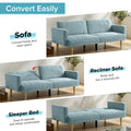 Multi Functional Futon Sofa Bed :Tapered Wood Legs Ideal For Small Living Rooms Multi Color Fabric Options Easily Converts To Single Bed ,Blue Blue Velvet Wood Primary Living Space Medium Soft Mid Century Modern Square Arms Memory Foam Snowflake Velvet