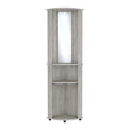 Chicago Corner Bar Cabinet, Rack, Glass Door Grey Dining Room Modern Mdf Shelves Included Engineered Wood