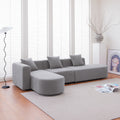 Modern L Shape Boucle Sofa With Curved Seat Facing Left Gray Modern Boucle