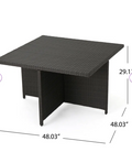 Puerta 48In Square Dining Table Black Rattan