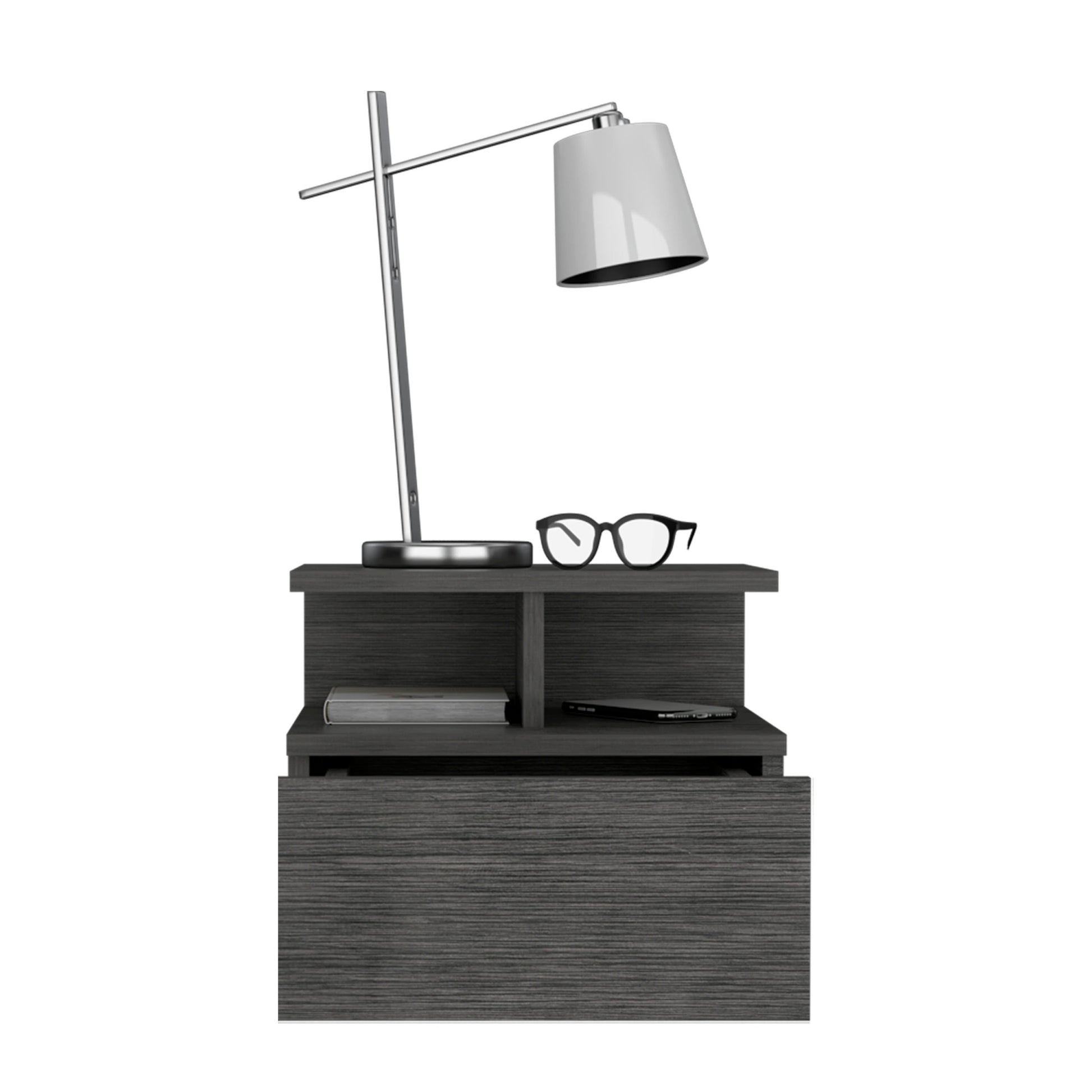 Adele Floating Nightstand With Drawer And Open Storage Shelves Brown 1 Drawer Bedroom Floating Modern Drawers Mdf Engineered Wood
