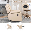 Swivel And Glider Recliner Chair Beige Faux Leather Manual Push Button Wood Primary Living Space Soft American Traditional Metal & Wood