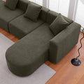 Modern L Shape Boucle Sofa With Curved Seat Facing Right Green Modern Boucle 4 Seat