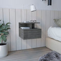 Adele Floating Nightstand With Drawer And Open Storage Shelves Smoke Grey 1 Drawer Bedroom Floating Modern Drawers Mdf Engineered Wood