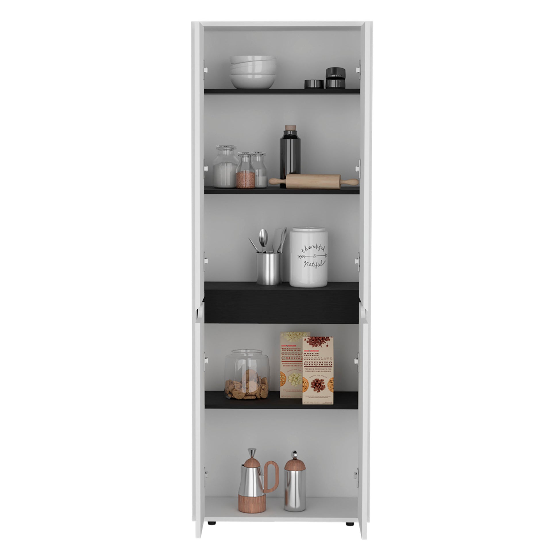 Herrin Storage Cabinet Kitchen Pantry With Four Doors And And Five Interior Shelves Freestanding 1 2 Spaces Multicolor Kitchen Shelves Included Modern Mdf Engineered Wood