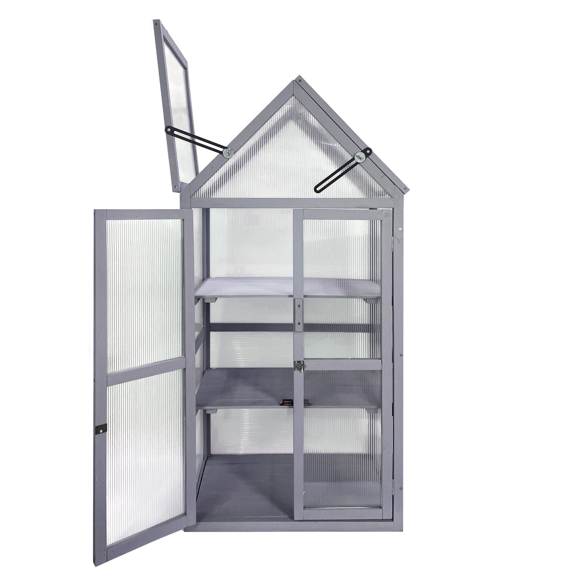 Mini Greenhouse Kit Outdoor Small Green House, Wood, Plant Stand For Indoor Garden & Patio Balcony Apartments Porch Terrace Outsid Accessories, Uv Resistant, Gray Gray Garden & Outdoor Wood