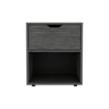 Aberdeeen 19.7 Inch High Nightstand End Table With Open Shelf Light Gray Gray 1 Drawer Bedroom Rectangle Modern Drawers Natural Mdf Engineered Wood