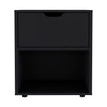 Aberdeeen 19.7 Inch High Nightstand End Table With Open Shelf Black 1 Drawer Bedroom Rectangle Modern Natural Mdf Engineered Wood